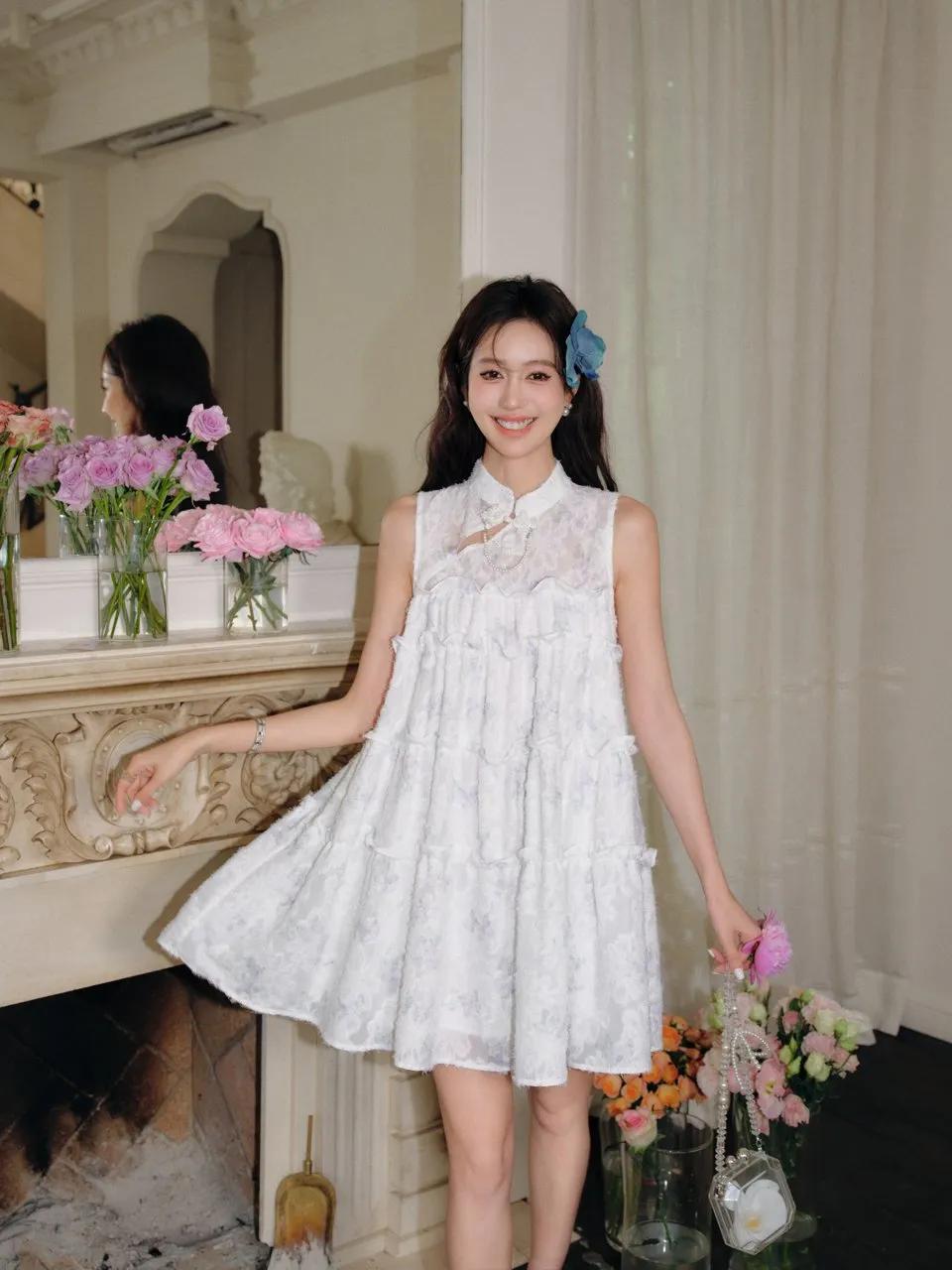 New Chinese Plate Button Butterfly Floral Doll Dresses