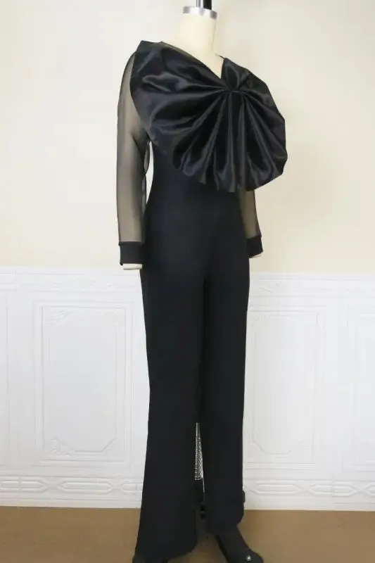 Nightcap Open Bow Sheer Sleeve Jumpsuit (S-4XL)