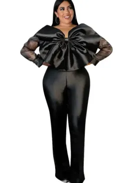 Nightcap Open Bow Sheer Sleeve Jumpsuit (S-4XL)
