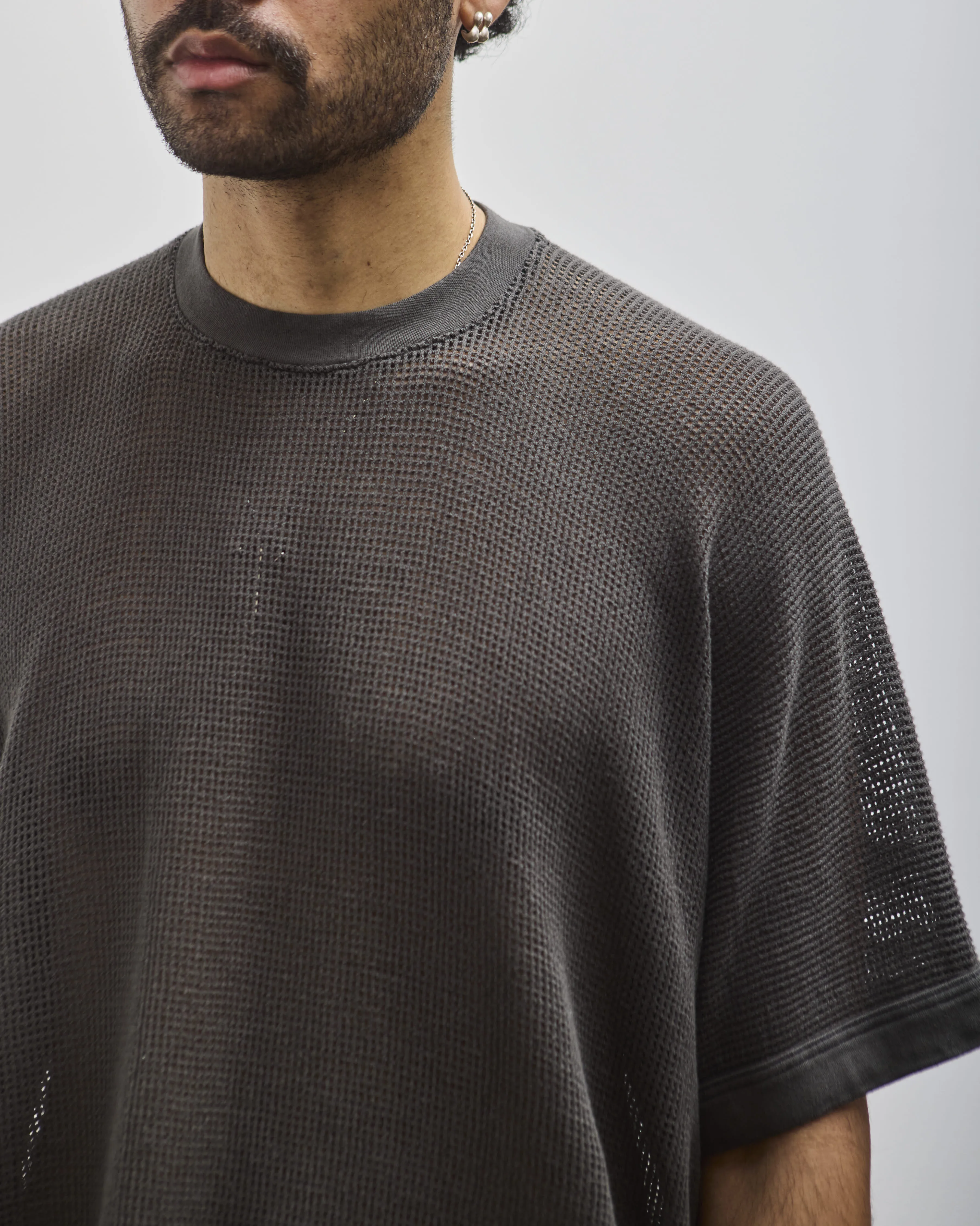 O-Project Basic Tee, Off Black Mesh