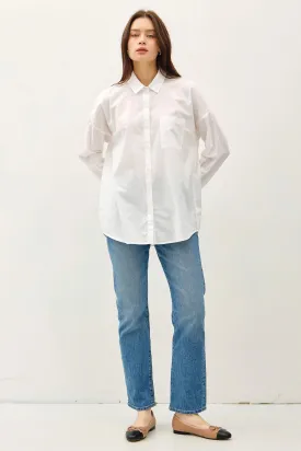 Oversized Basic Cotton Shirt - White