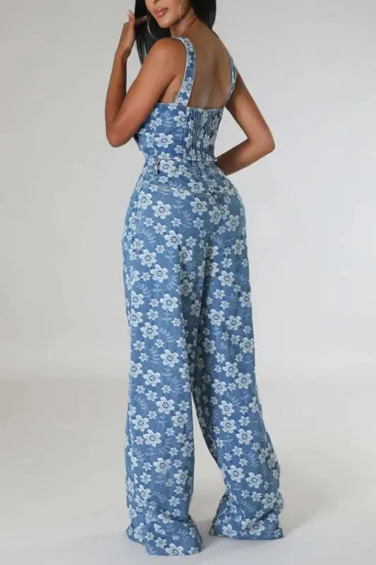 Pansy Denim Pant Set