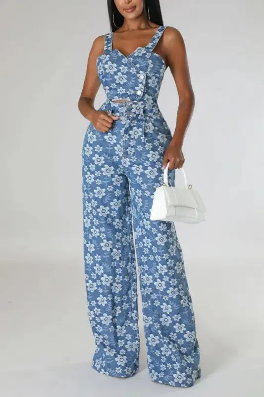 Pansy Denim Pant Set