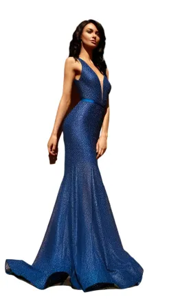 Plunge Sequin Mermaid Gown - Royal