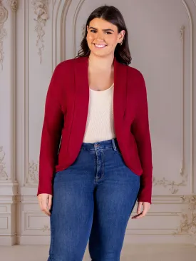 Plus Size Curved Hem Open Front Long Womens Bolero Shrug