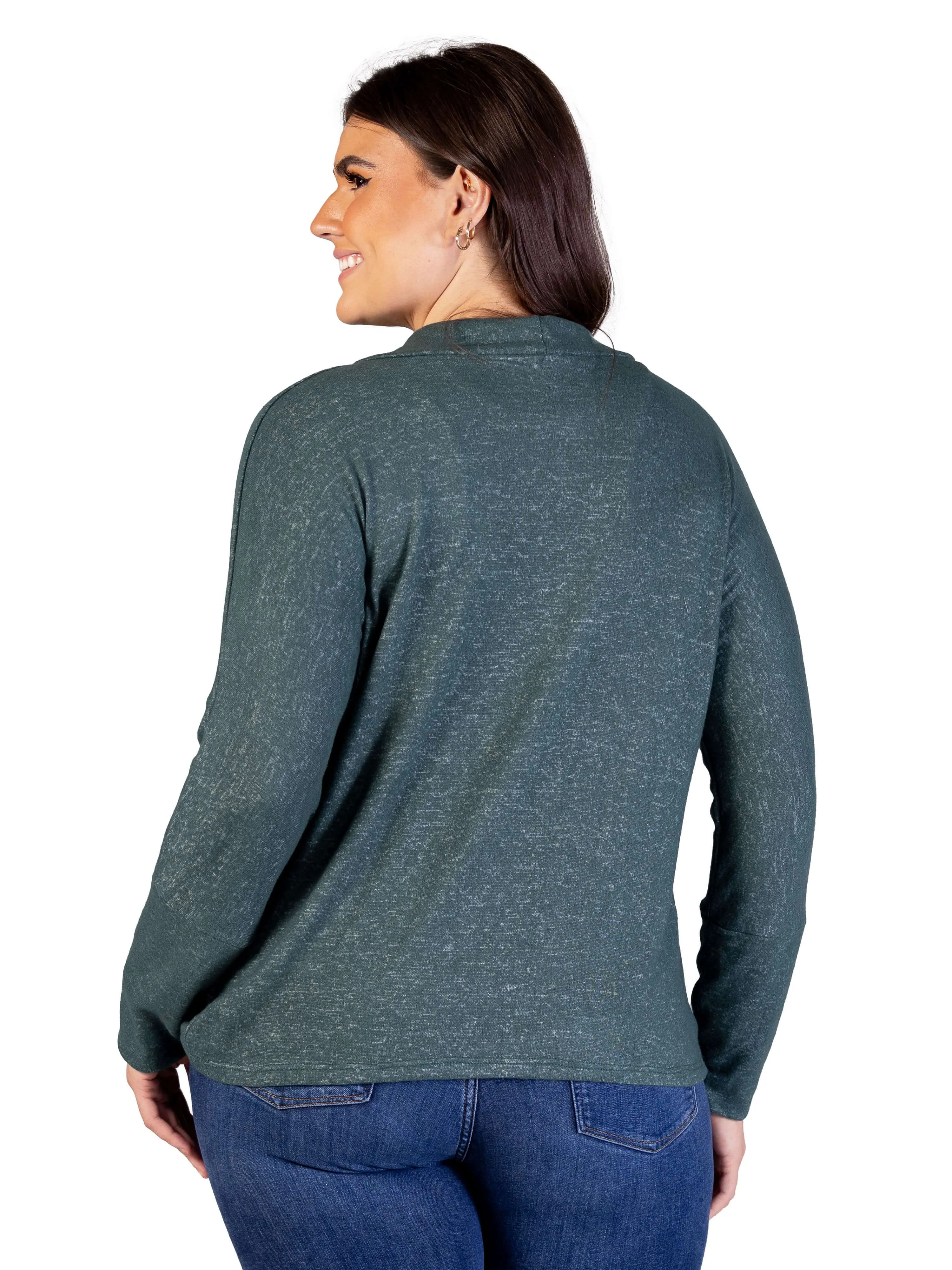 Plus Size Curved Hem Open Front Long Womens Bolero Shrug