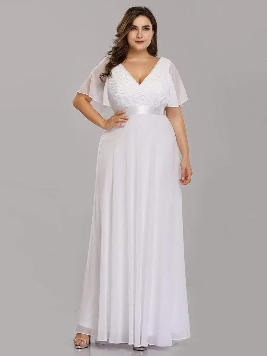 Plus Size Empire Waist Evening Dress with Short Sleeves