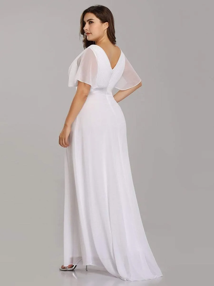 Plus Size Empire Waist Evening Dress with Short Sleeves