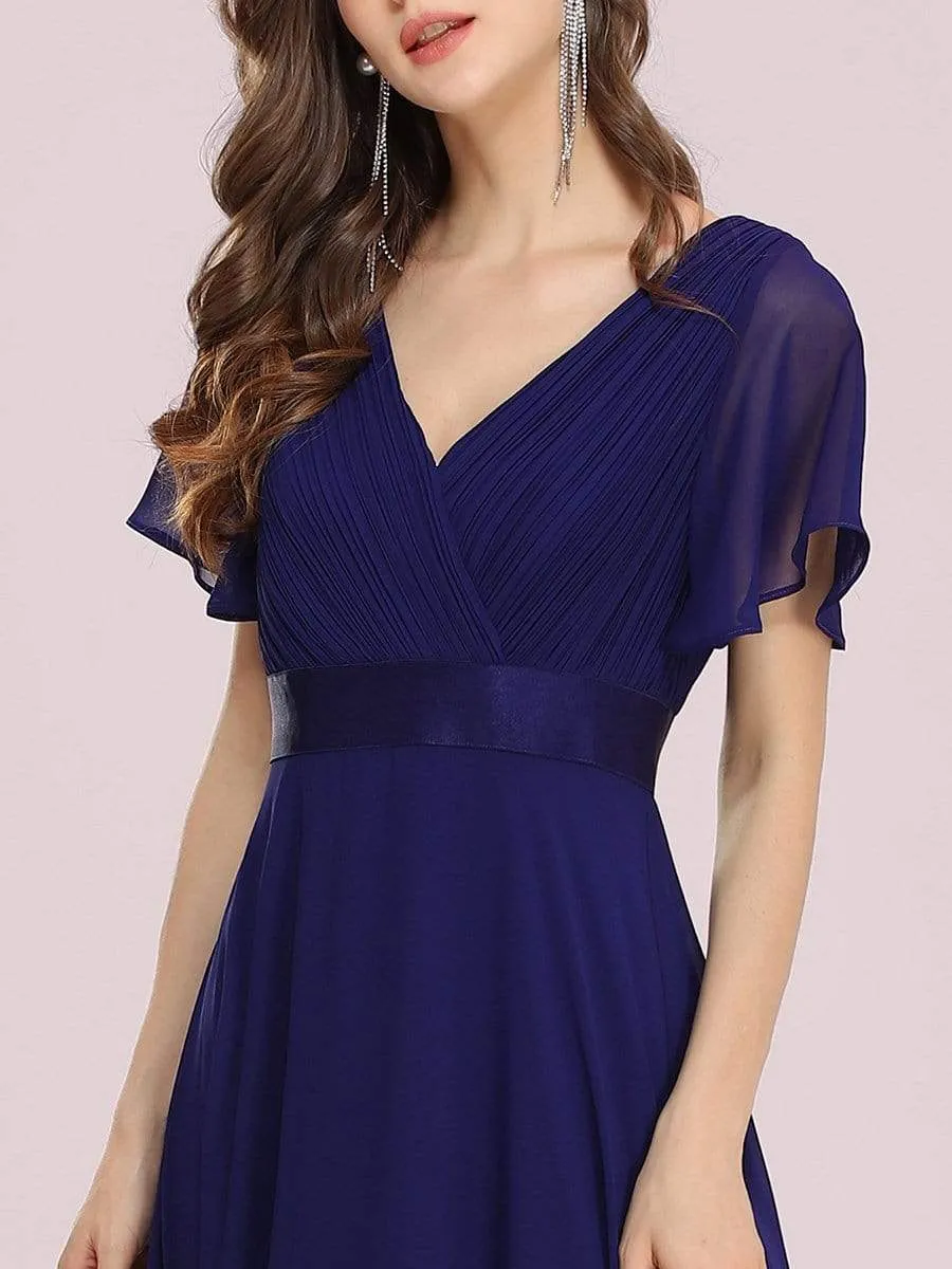 Plus Size Empire Waist Evening Dress with Short Sleeves