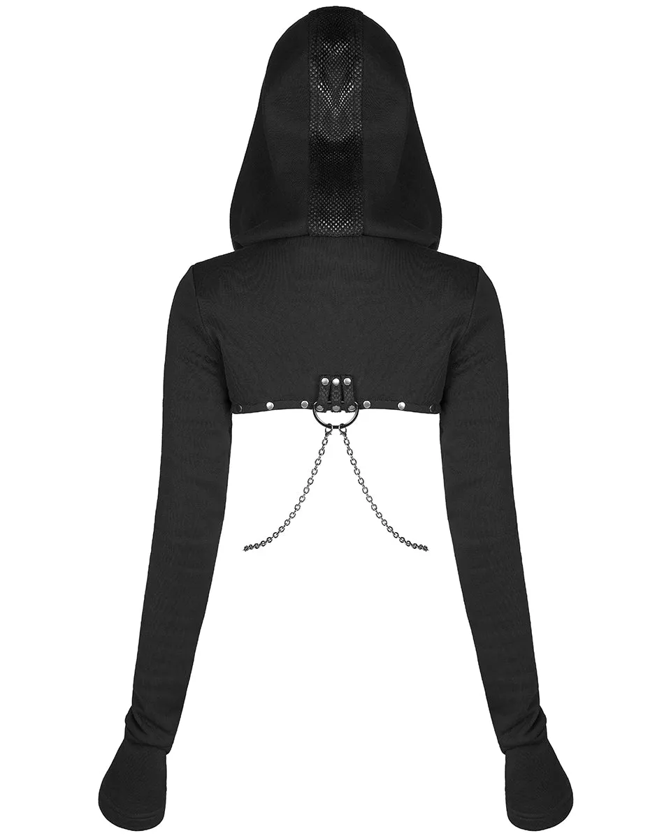 Punk Rave Serpentine Womens Cyberpunk Hooded Bolero - Black