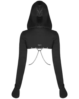 Punk Rave Serpentine Womens Cyberpunk Hooded Bolero - Black