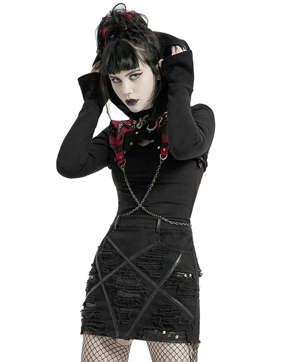 Punk Rave Serpentine Womens Punk Hooded Bolero - Black & Red