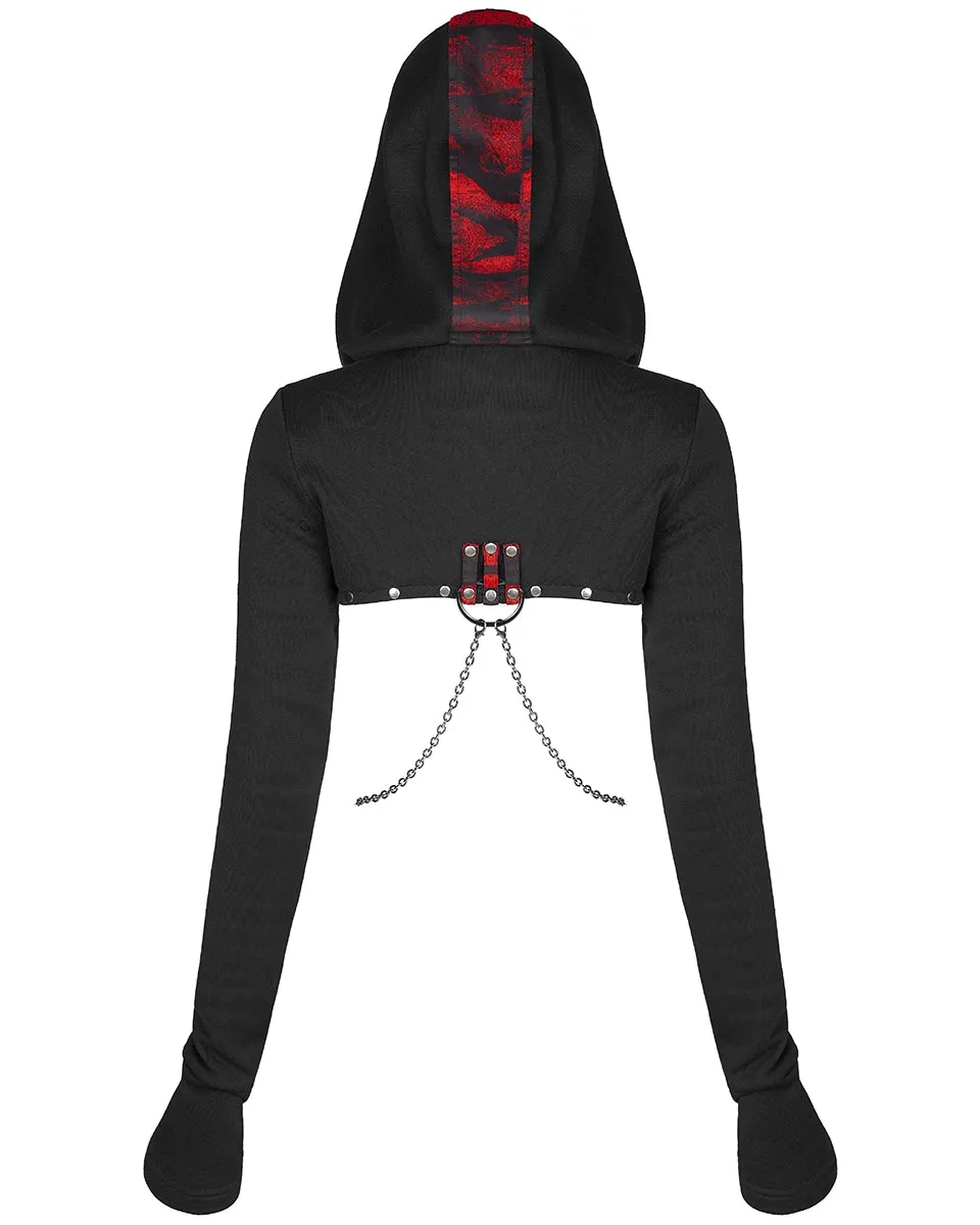 Punk Rave Serpentine Womens Punk Hooded Bolero - Black & Red