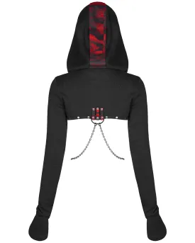 Punk Rave Serpentine Womens Punk Hooded Bolero - Black & Red