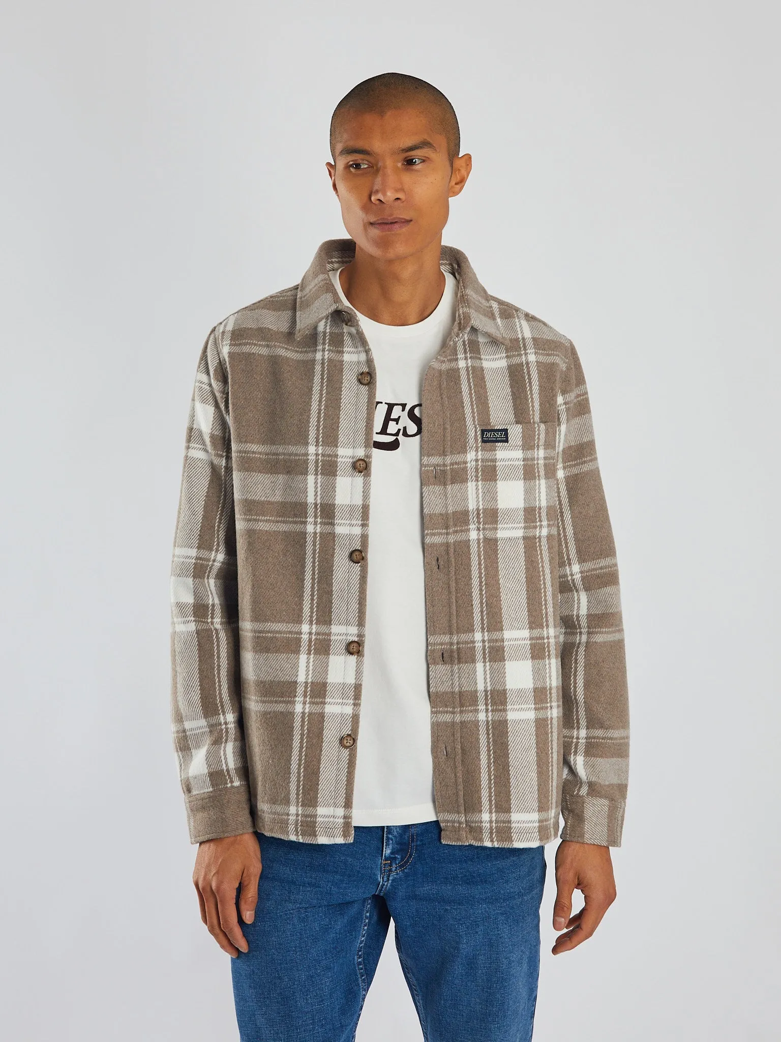 Sanford Overshirt Stone Biscuit Check