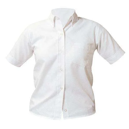 Short Sleeve Girls Oxford BloUSes With Button Down Collar