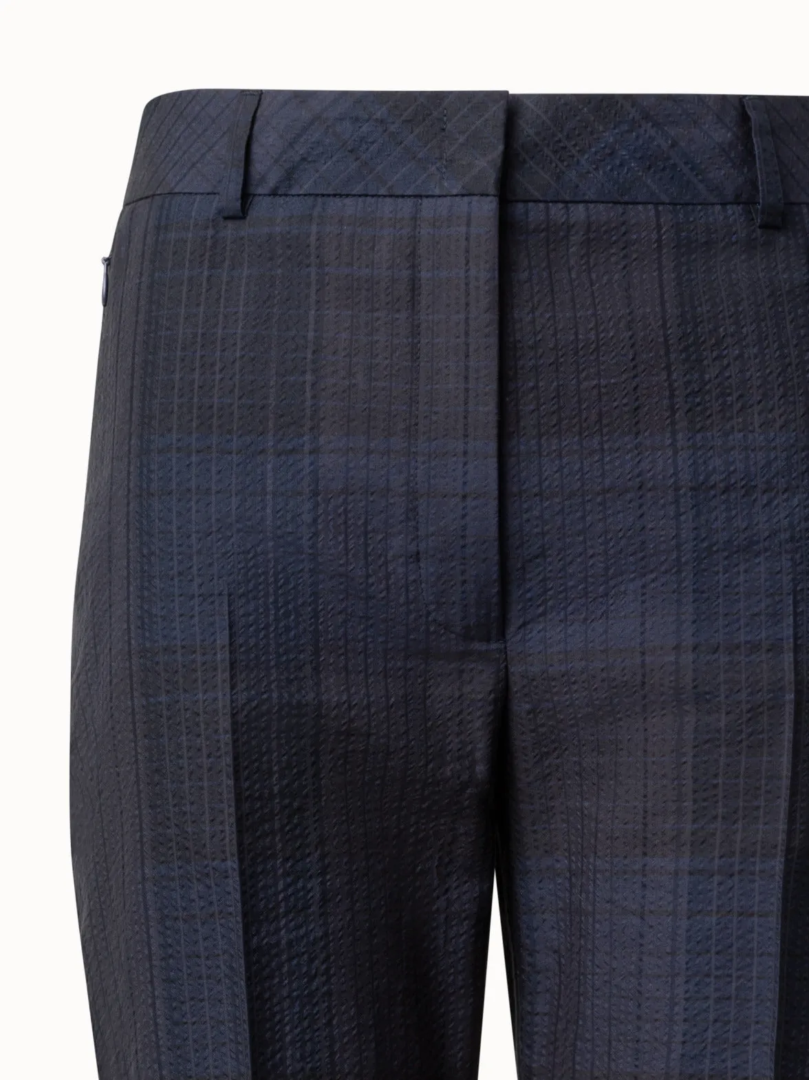 Slight Bootcut Pants in Silk Cotton Seersucker