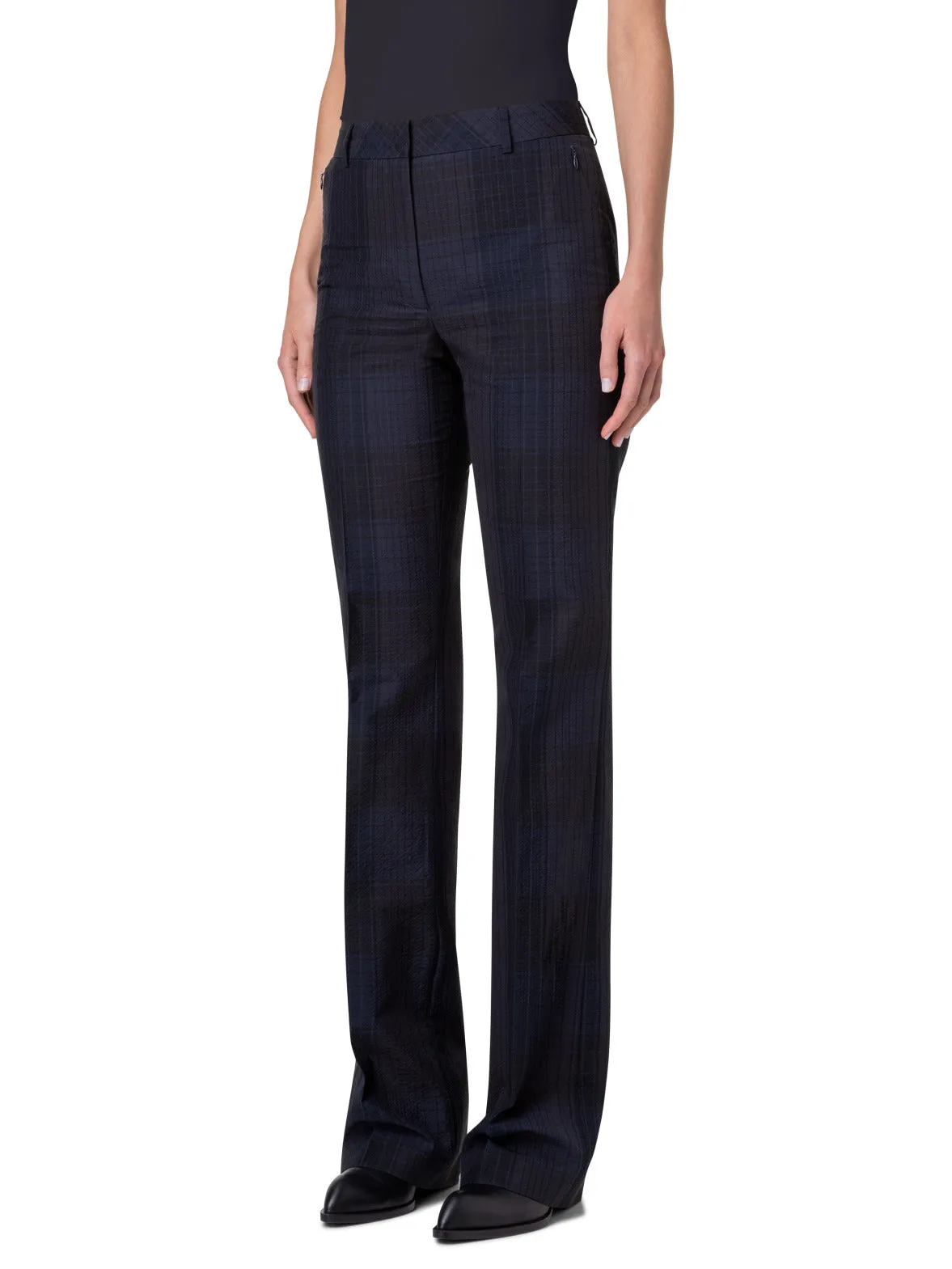 Slight Bootcut Pants in Silk Cotton Seersucker