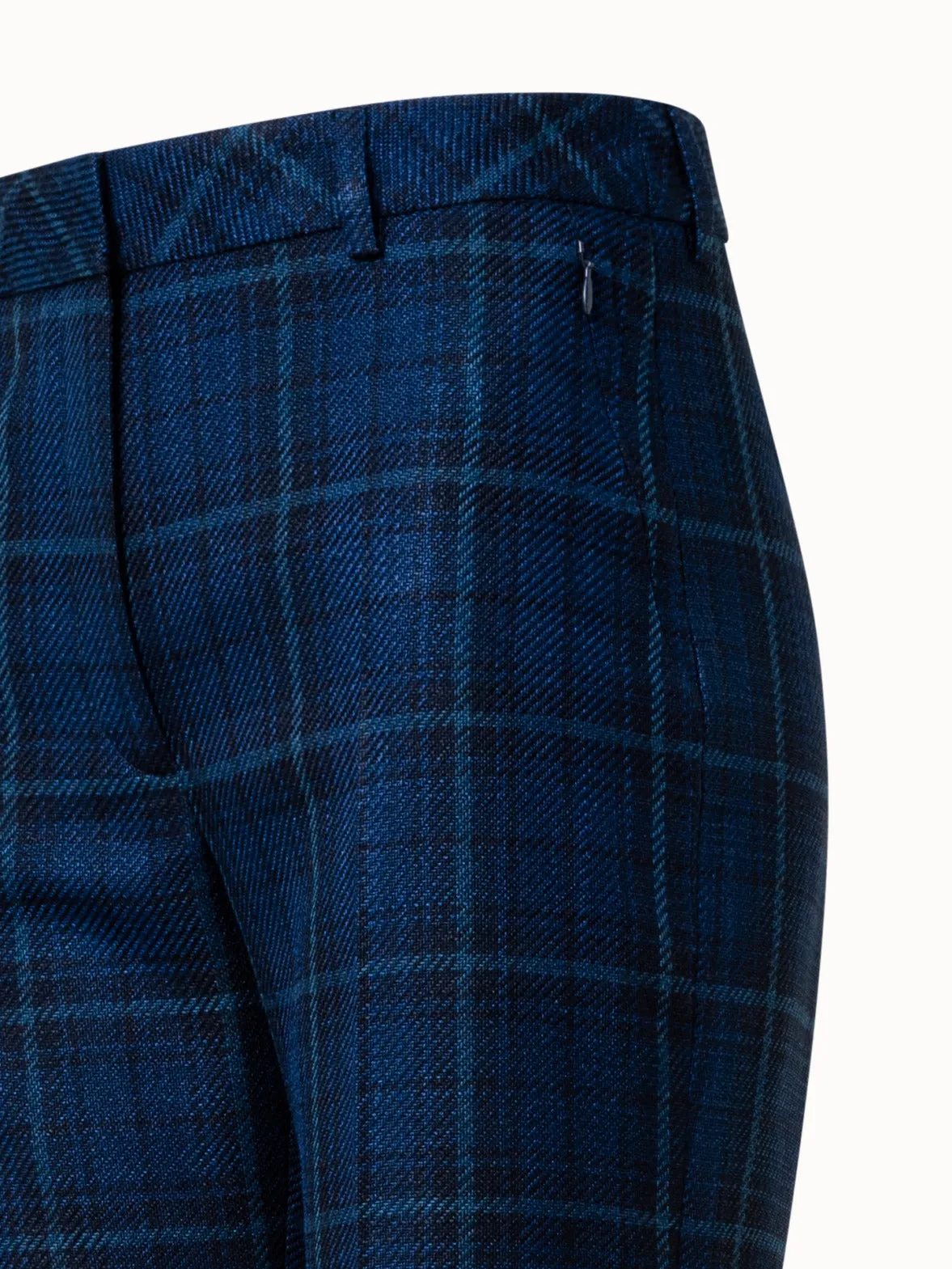 Slight Bootcut Silk Cotton Check Pants