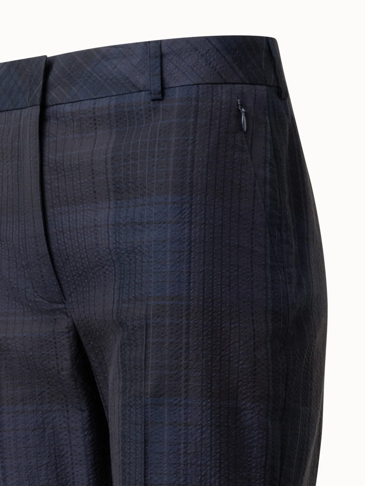 Slight Bootcut Silk Cotton Seersucker Pants