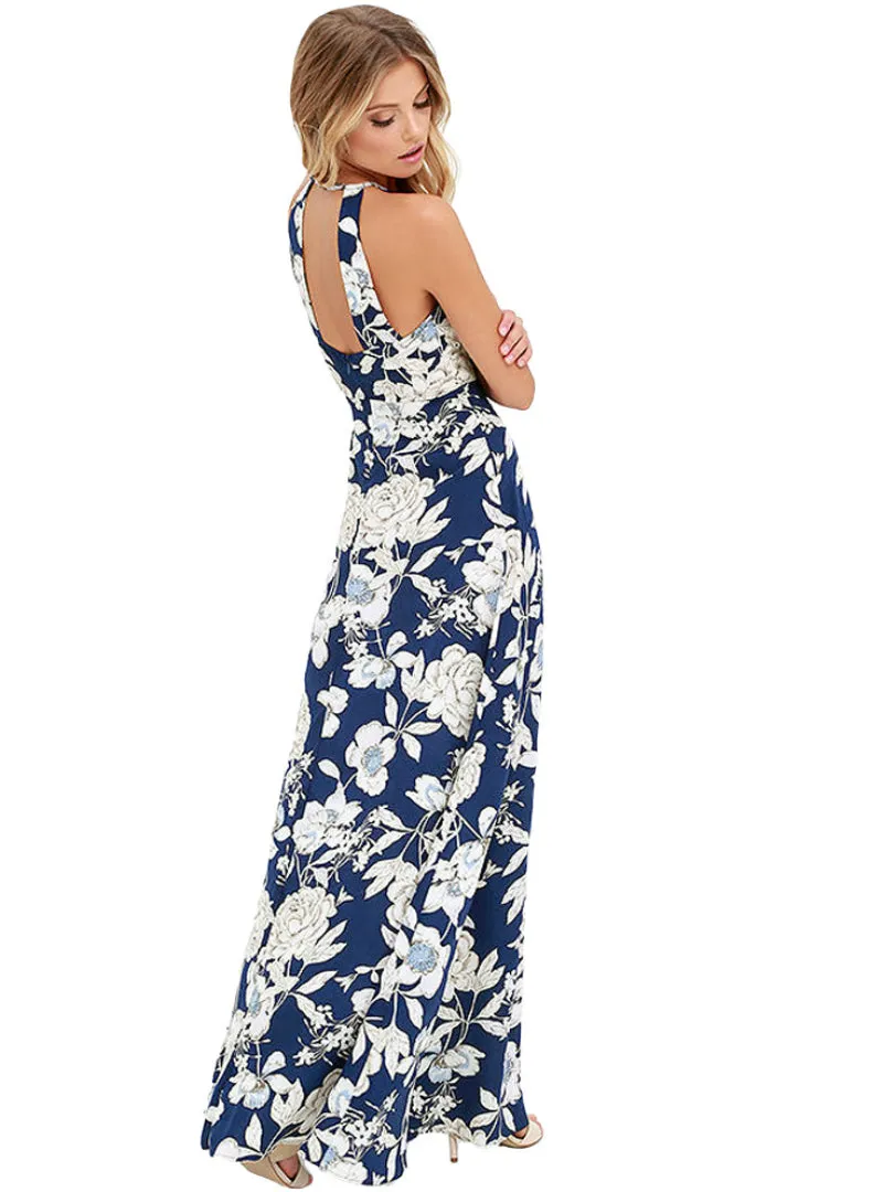 TastyHottie - Halter Neck Floral Print Sleeveless Summer Dress