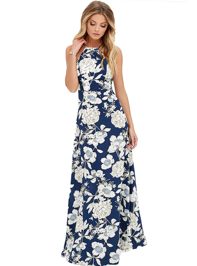 TastyHottie - Halter Neck Floral Print Sleeveless Summer Dress