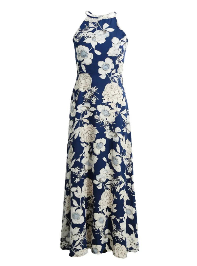TastyHottie - Halter Neck Floral Print Sleeveless Summer Dress