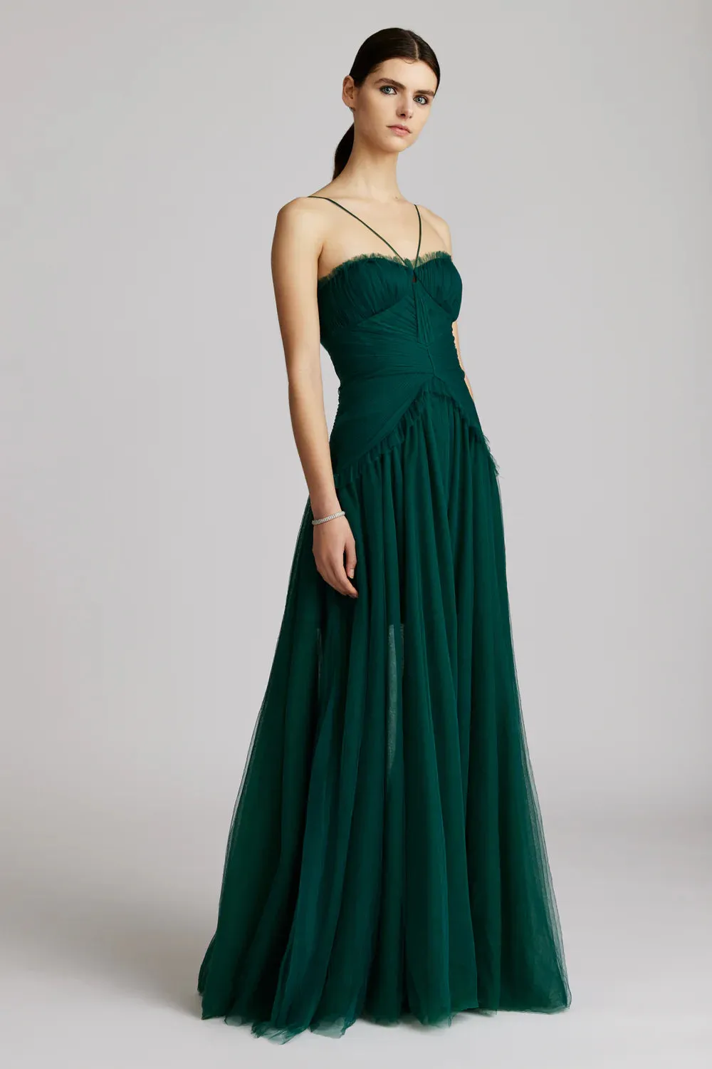 Two Tiered Tulle Gown - Green