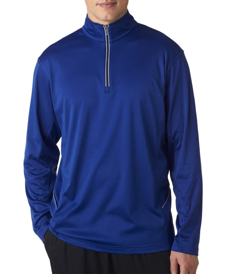 ultraclub adult cool & dry sport 1/4-zip pullover - kyanos blue (s)