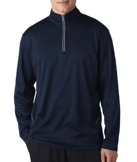 ultraclub adult cool & dry sport 1/4-zip pullover - navy (xl)