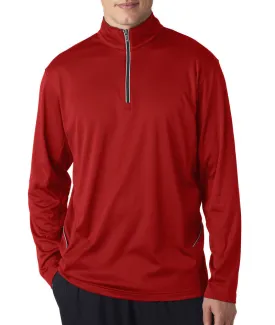 ultraclub adult cool & dry sport 1/4-zip pullover - red (s)