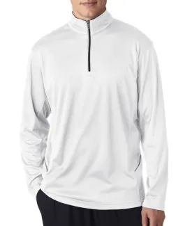 ultraclub adult cool & dry sport 1/4-zip pullover - white (s)