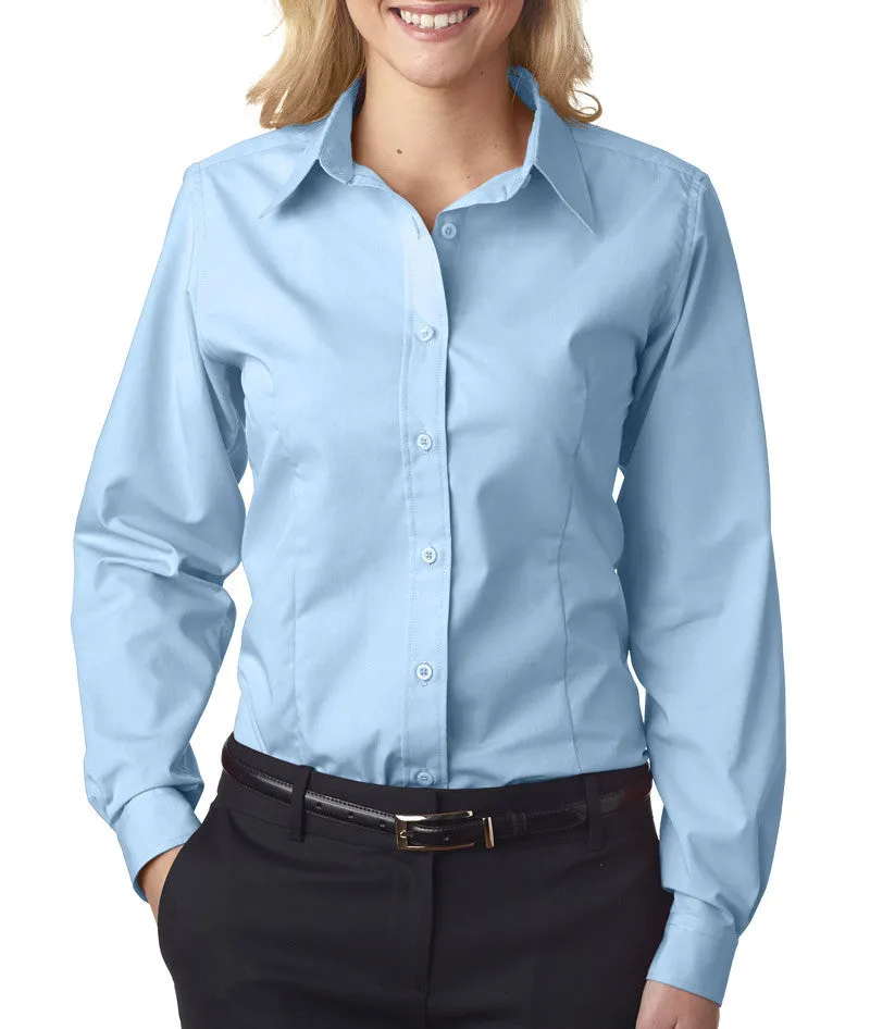 ultraclub ladies' easy-care broadcloth - light blue (2xl)