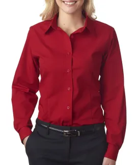ultraclub ladies' easy-care broadcloth - red (l)