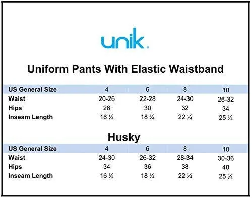 unik Boy's Black Uniform All Elastic Waist Pull-on Pants 4-12