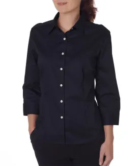 van heusen ladies' 3/4-sleeve dress twill - black (2xl)