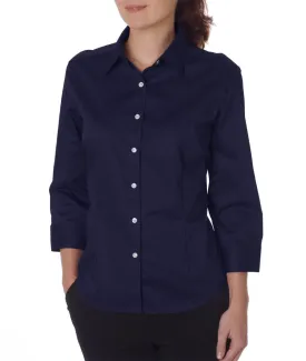 van heusen ladies' 3/4-sleeve dress twill - navy (m)