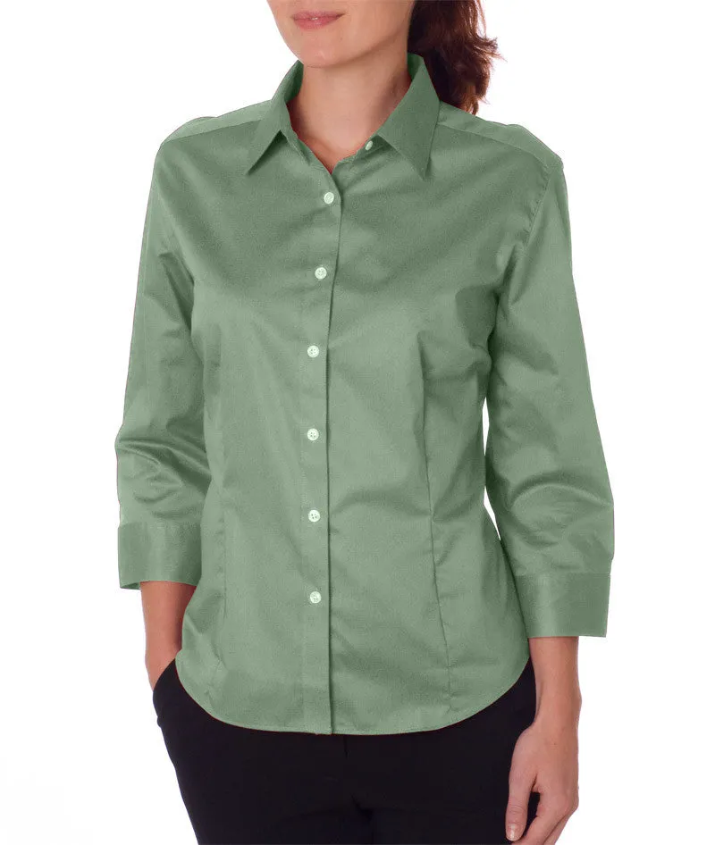 van heusen ladies' 3/4-sleeve dress twill - sage (l)