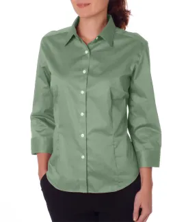 van heusen ladies' 3/4-sleeve dress twill - sage (m)