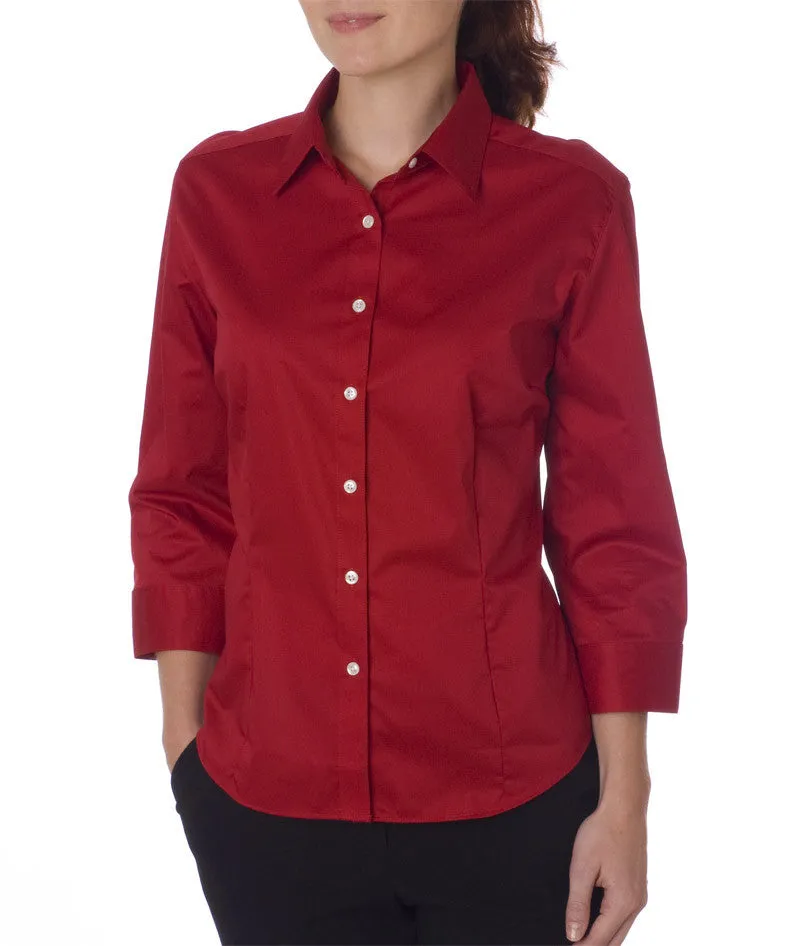 van heusen ladies' 3/4-sleeve dress twill - scarlet (2xl)