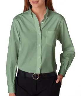 van heusen ladies' long-sleeve blended pinpoint oxford - sage (xl)