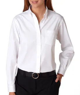 van heusen ladies' long-sleeve blended pinpoint oxford - white (2xl)