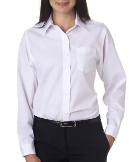 van heusen ladies' long-sleeve cotton-rich broadcloth - white (m)