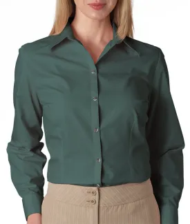 van heusen ladies' long-sleeve silky poplin - bayleaf (2xl)