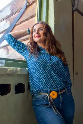 Ventenilla cotton blouse -made by Tantilly- retro hearts