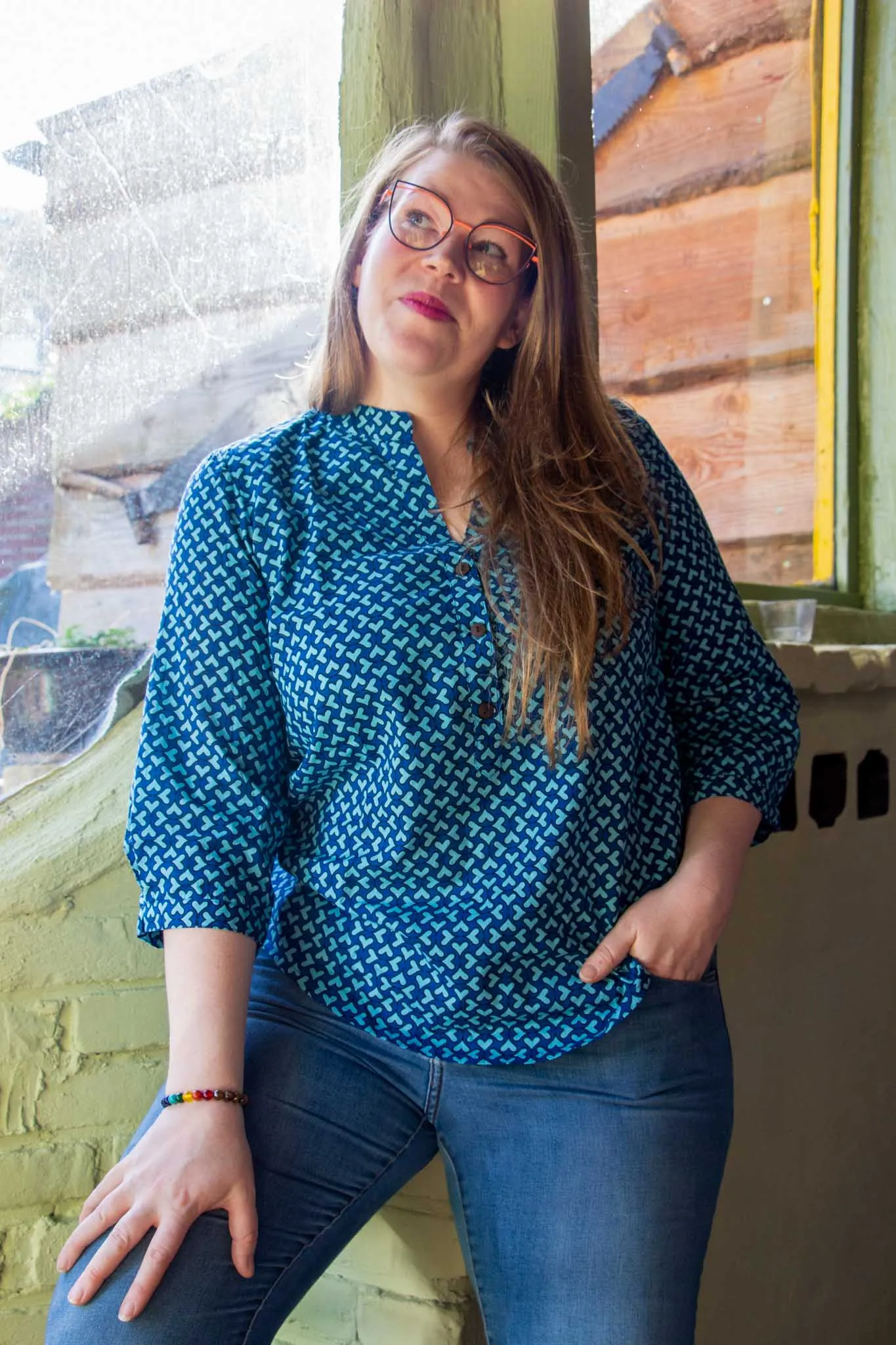 Ventenilla cotton blouse -made by Tantilly- retro hearts