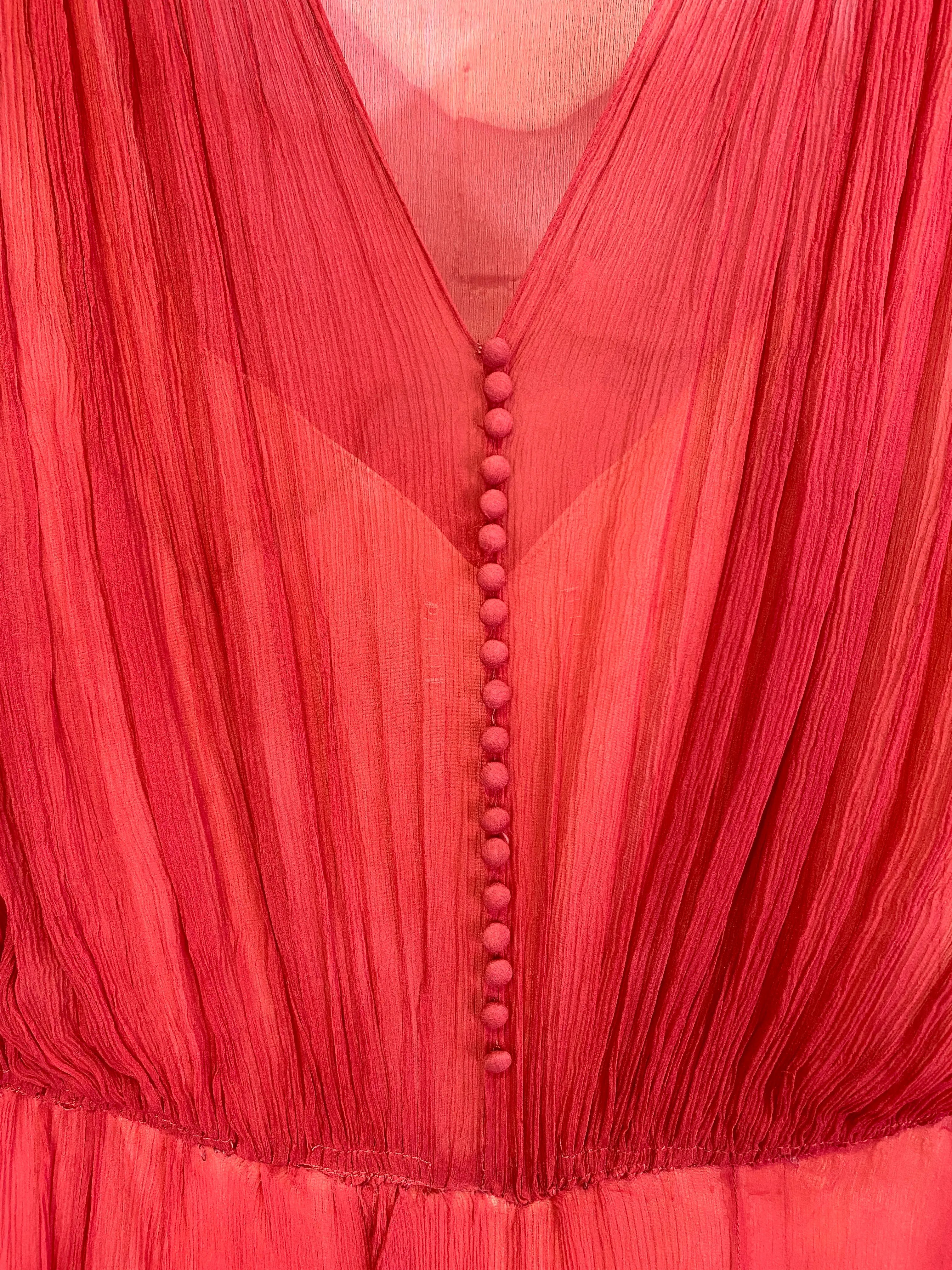 Vintage 1930s Pink Chiffon Evening Gown, Medium