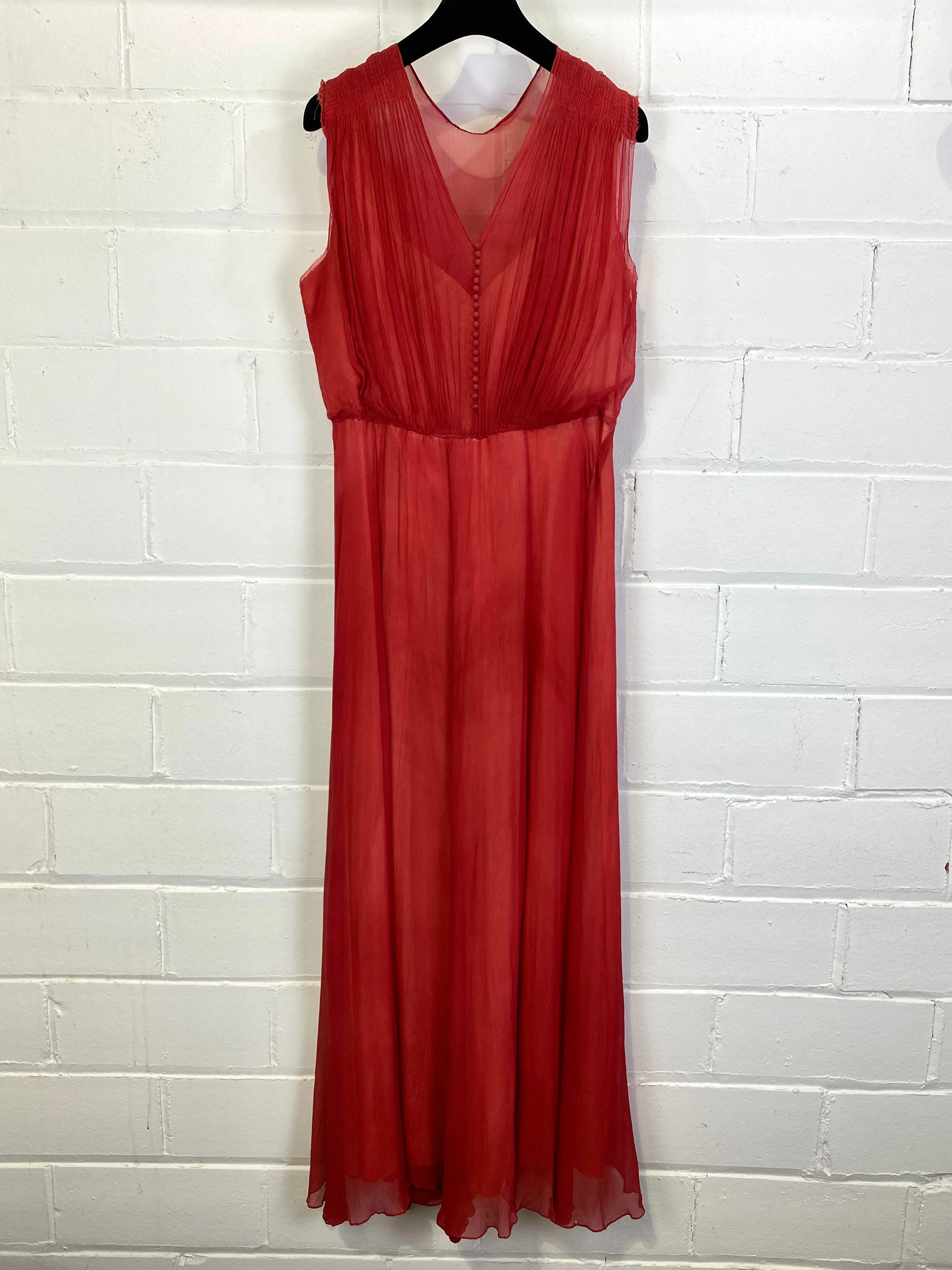 Vintage 1930s Pink Chiffon Evening Gown, Medium