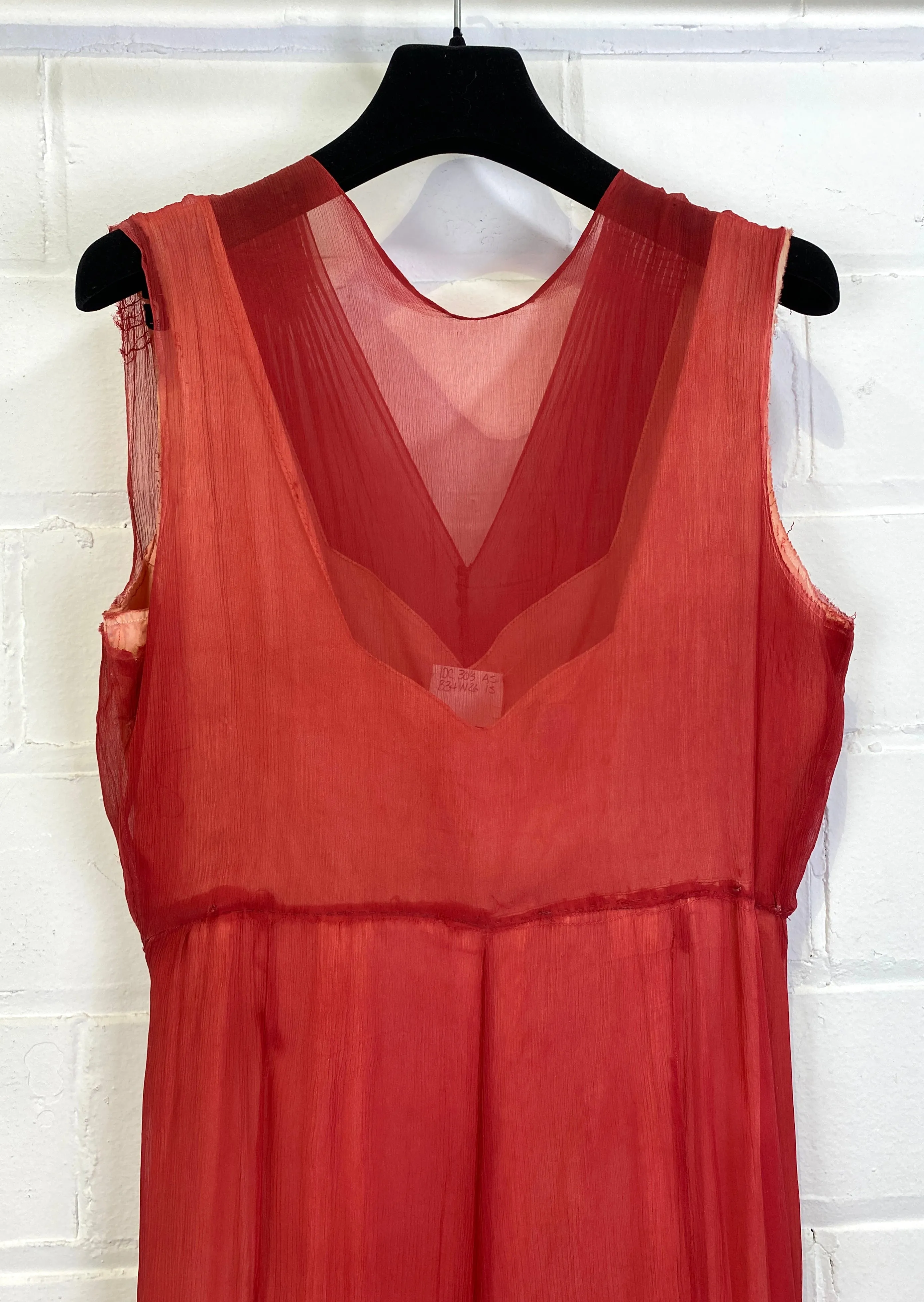 Vintage 1930s Pink Chiffon Evening Gown, Medium