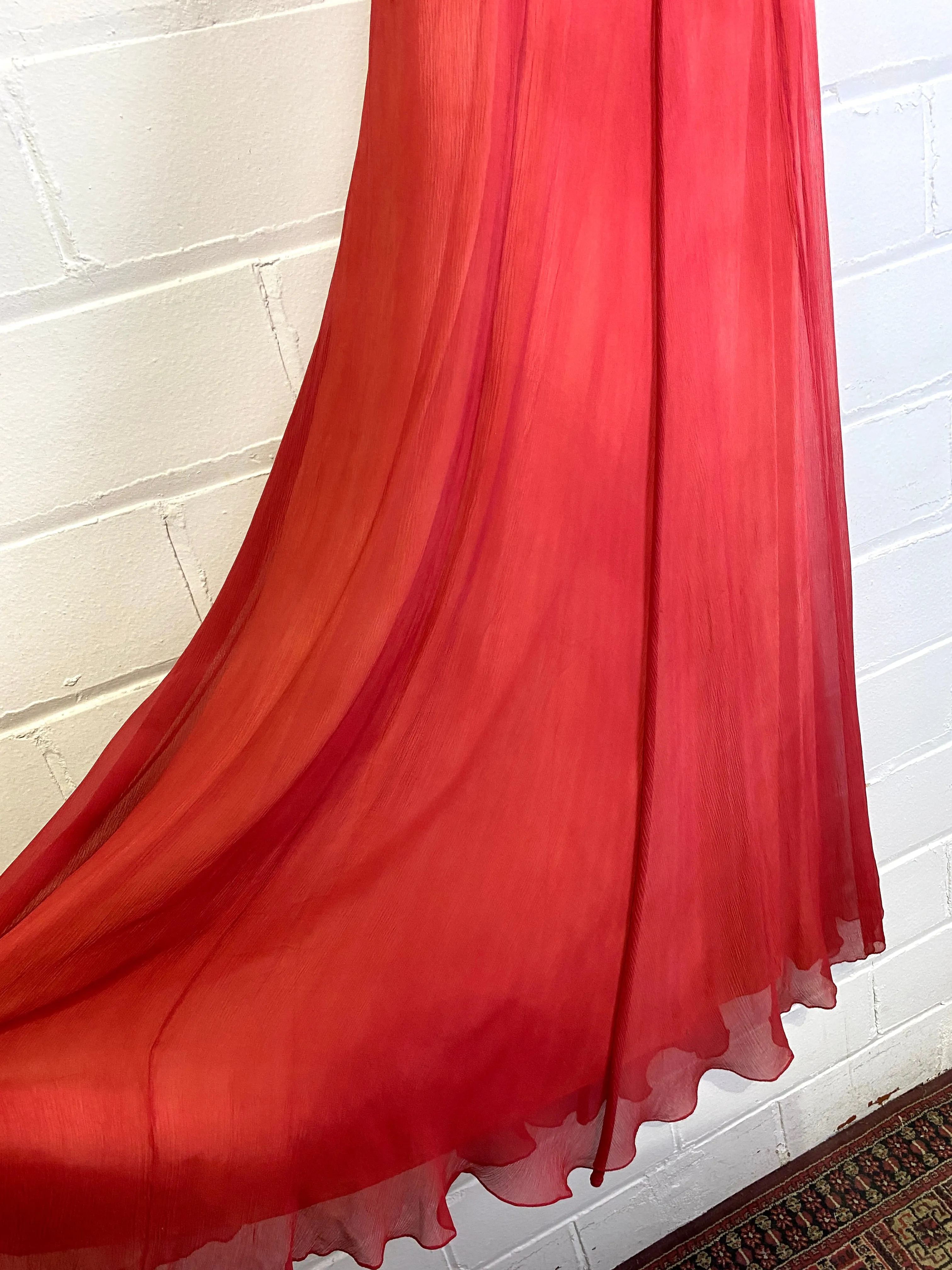 Vintage 1930s Pink Chiffon Evening Gown, Medium